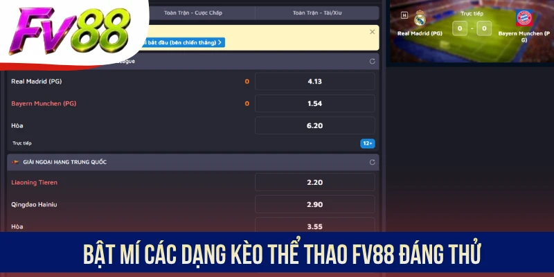 Bật mí các dạng kèo thể thao FV88 đáng thử