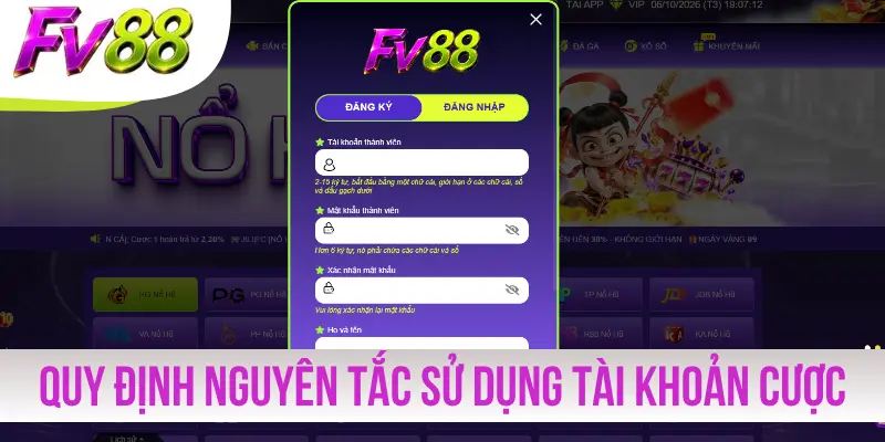 Quy định nguyên tắc sử dụng tài khoản cược